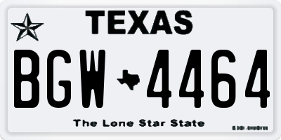 TX license plate BGW4464