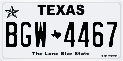 TX license plate BGW4467