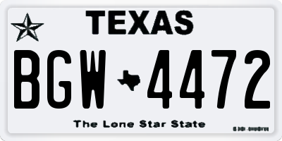 TX license plate BGW4472
