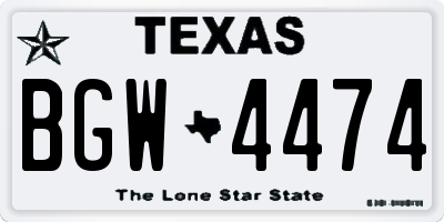 TX license plate BGW4474