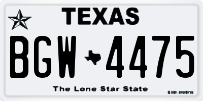 TX license plate BGW4475