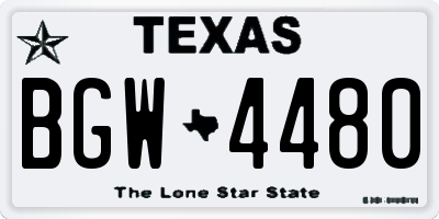 TX license plate BGW4480