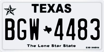 TX license plate BGW4483