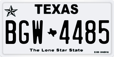 TX license plate BGW4485