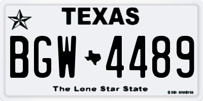 TX license plate BGW4489
