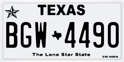 TX license plate BGW4490