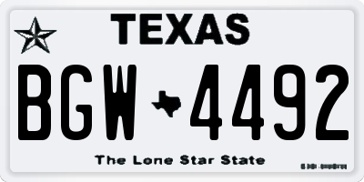 TX license plate BGW4492