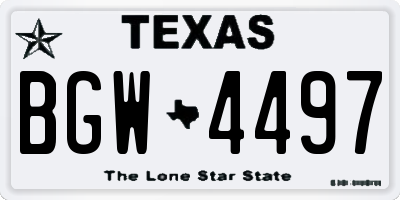 TX license plate BGW4497