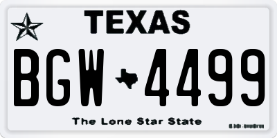 TX license plate BGW4499