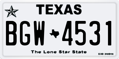TX license plate BGW4531
