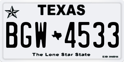 TX license plate BGW4533