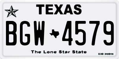 TX license plate BGW4579
