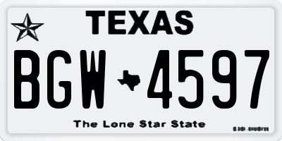 TX license plate BGW4597