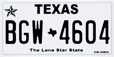 TX license plate BGW4604