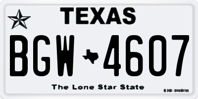 TX license plate BGW4607