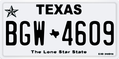 TX license plate BGW4609