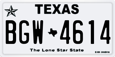 TX license plate BGW4614