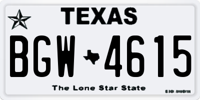 TX license plate BGW4615