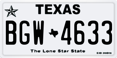TX license plate BGW4633
