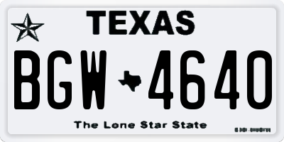 TX license plate BGW4640