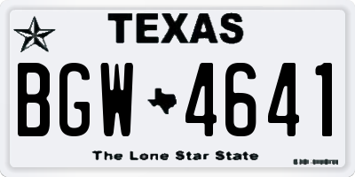 TX license plate BGW4641