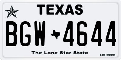 TX license plate BGW4644