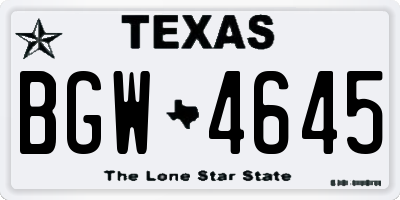 TX license plate BGW4645