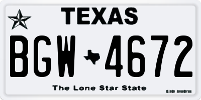 TX license plate BGW4672