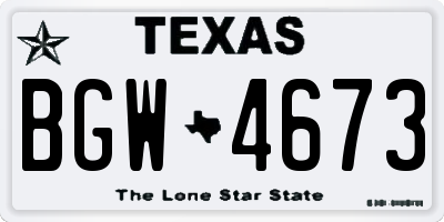 TX license plate BGW4673