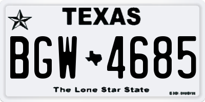 TX license plate BGW4685