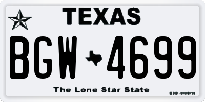 TX license plate BGW4699