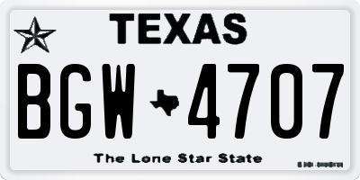 TX license plate BGW4707