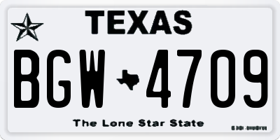 TX license plate BGW4709