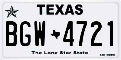 TX license plate BGW4721