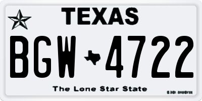 TX license plate BGW4722