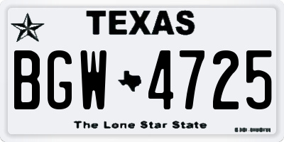 TX license plate BGW4725