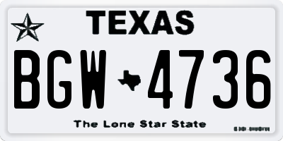 TX license plate BGW4736