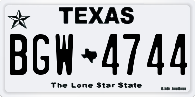 TX license plate BGW4744