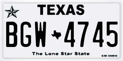 TX license plate BGW4745