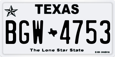 TX license plate BGW4753