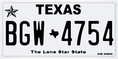 TX license plate BGW4754