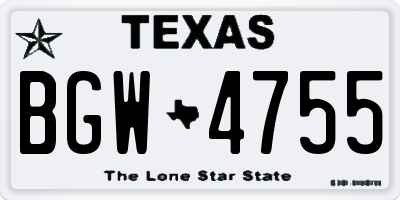 TX license plate BGW4755