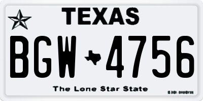 TX license plate BGW4756
