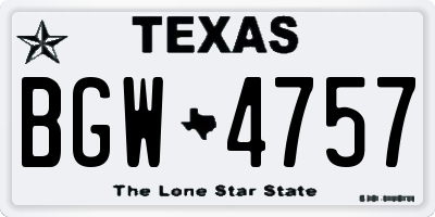 TX license plate BGW4757
