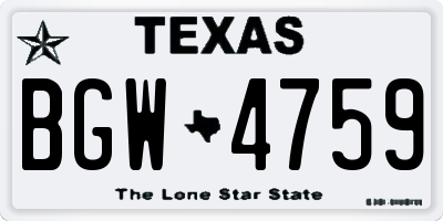 TX license plate BGW4759