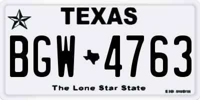 TX license plate BGW4763