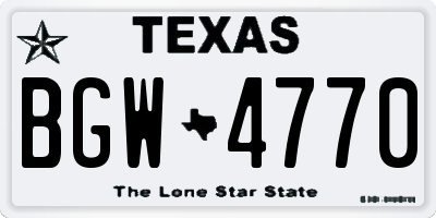 TX license plate BGW4770