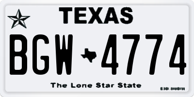 TX license plate BGW4774