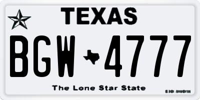 TX license plate BGW4777