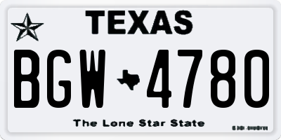 TX license plate BGW4780